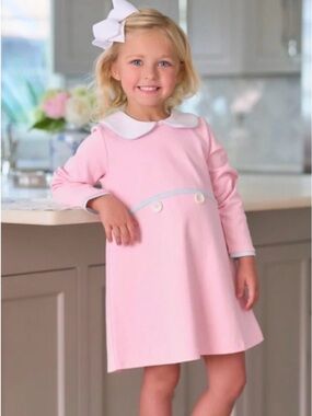 Lindy's Lunch Dress Size 8 The Beaufort Bonnet Company Pima Palm Pink and White